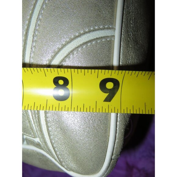 Coach 2005 Silver Leather Pierced Studded Signature Gallery Tote Brown Wristlet - Picture 12 of 12